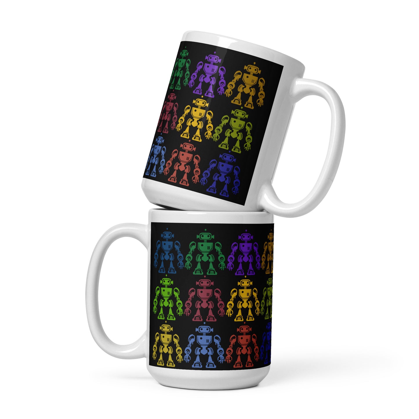 Mug (white)/12 colors of retro robot/black