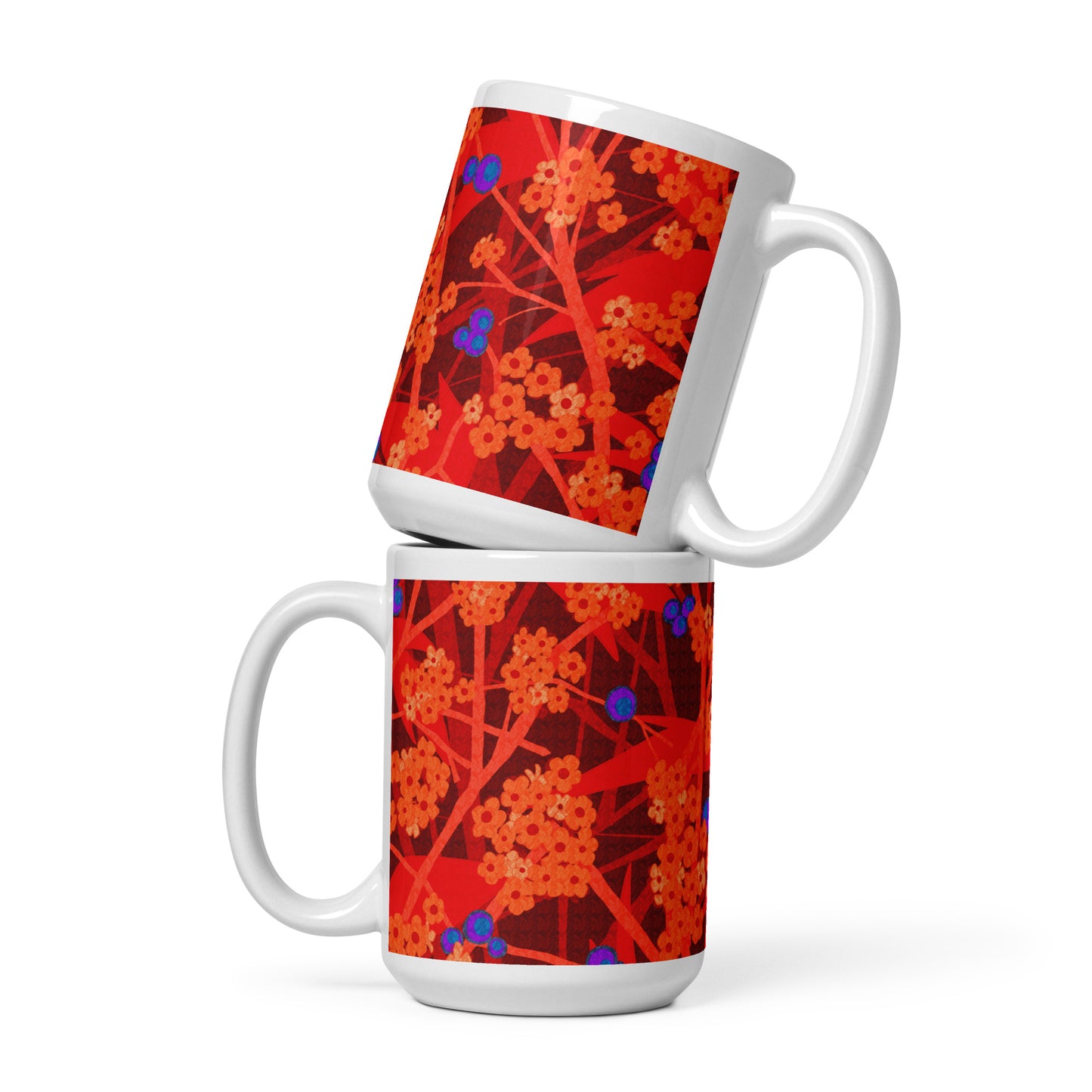 Mug cup (white) / small flowers / red