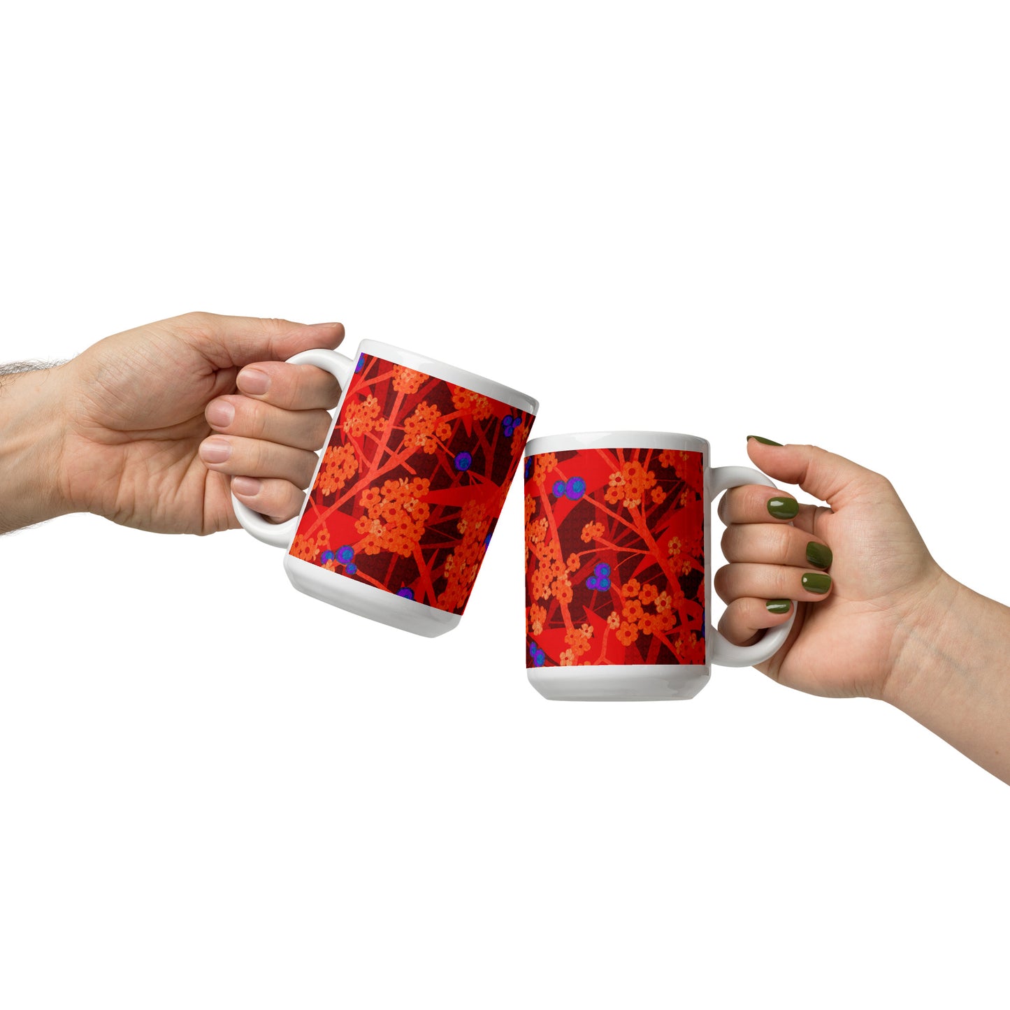 Mug cup (white) / small flowers / red