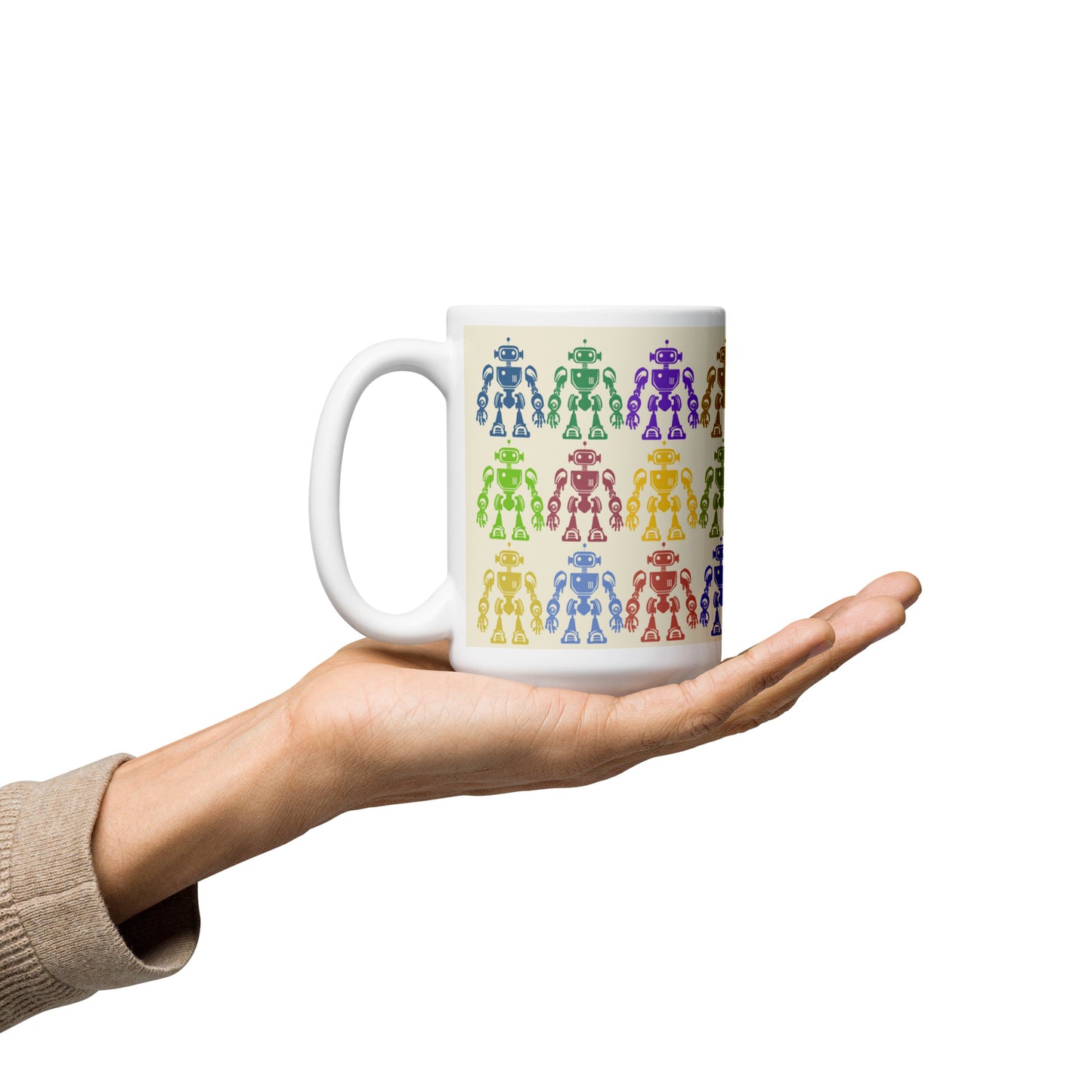 Mug (white)/12 colors of retro robot/cream