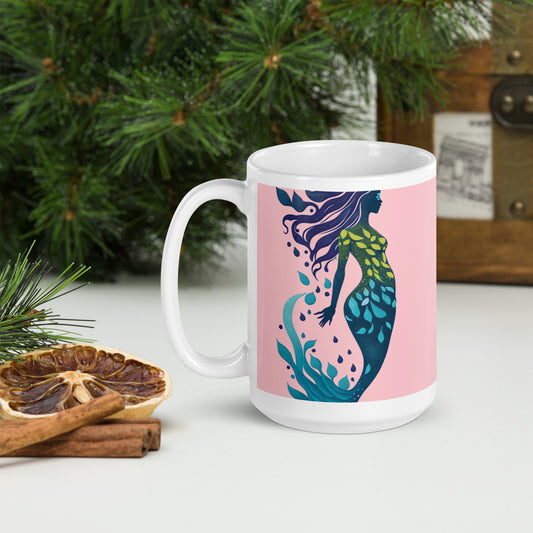 Mug (white)/mermaid/pink