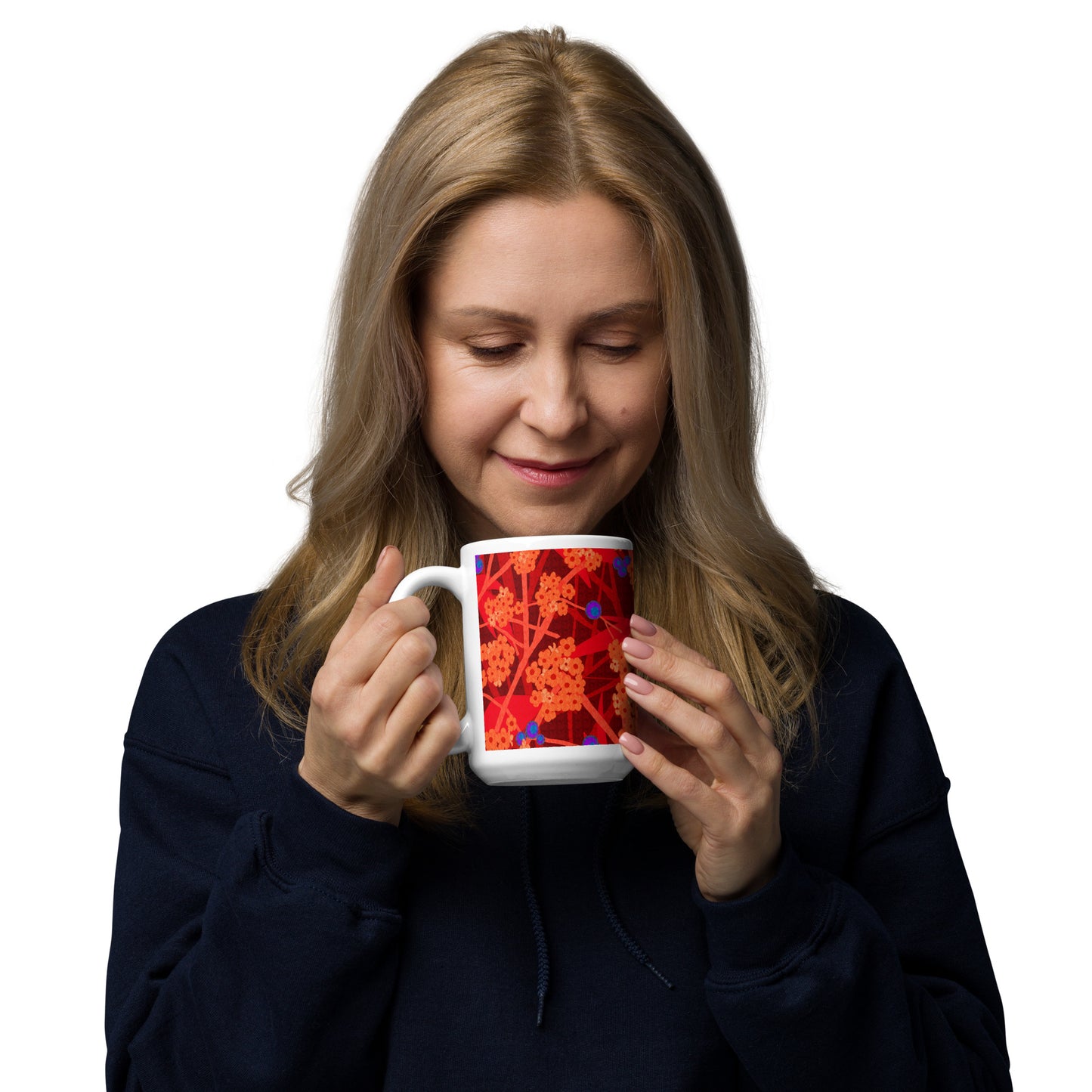 Mug cup (white) / small flowers / red