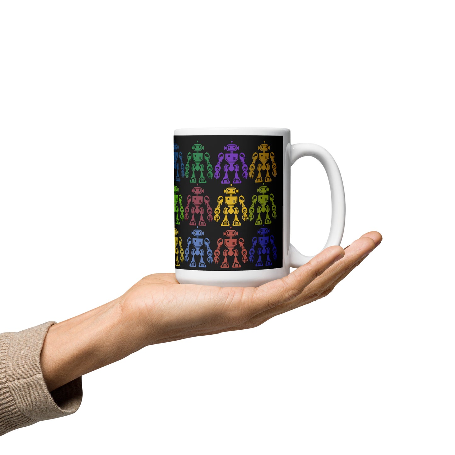 Mug (white)/12 colors of retro robot/black