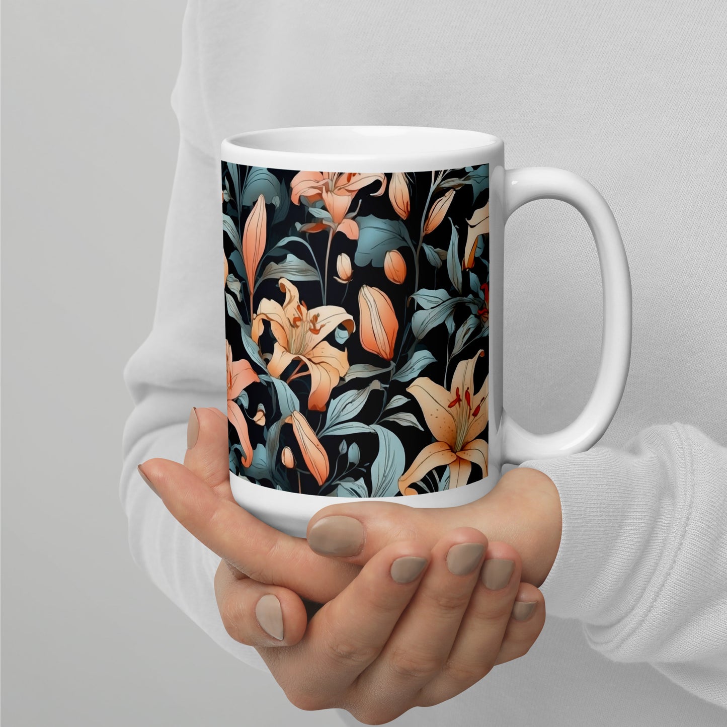 Mug (white)/lily/black