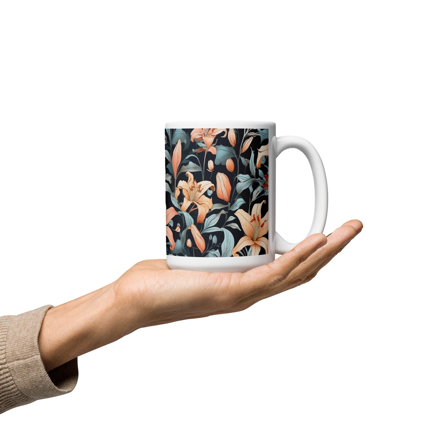 Mug (white)/lily/black