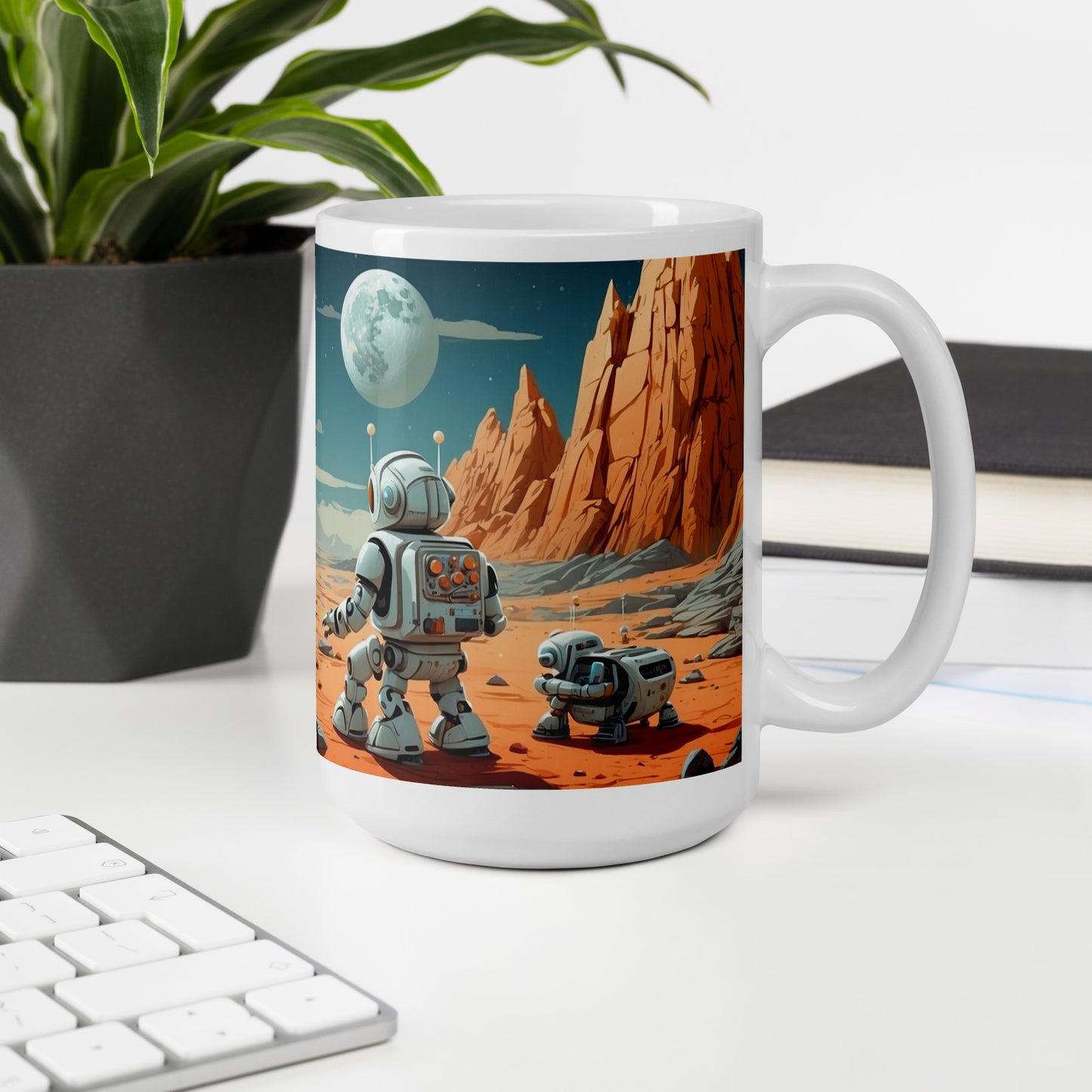 Mug (white)/Robots' exploration of the moon surface