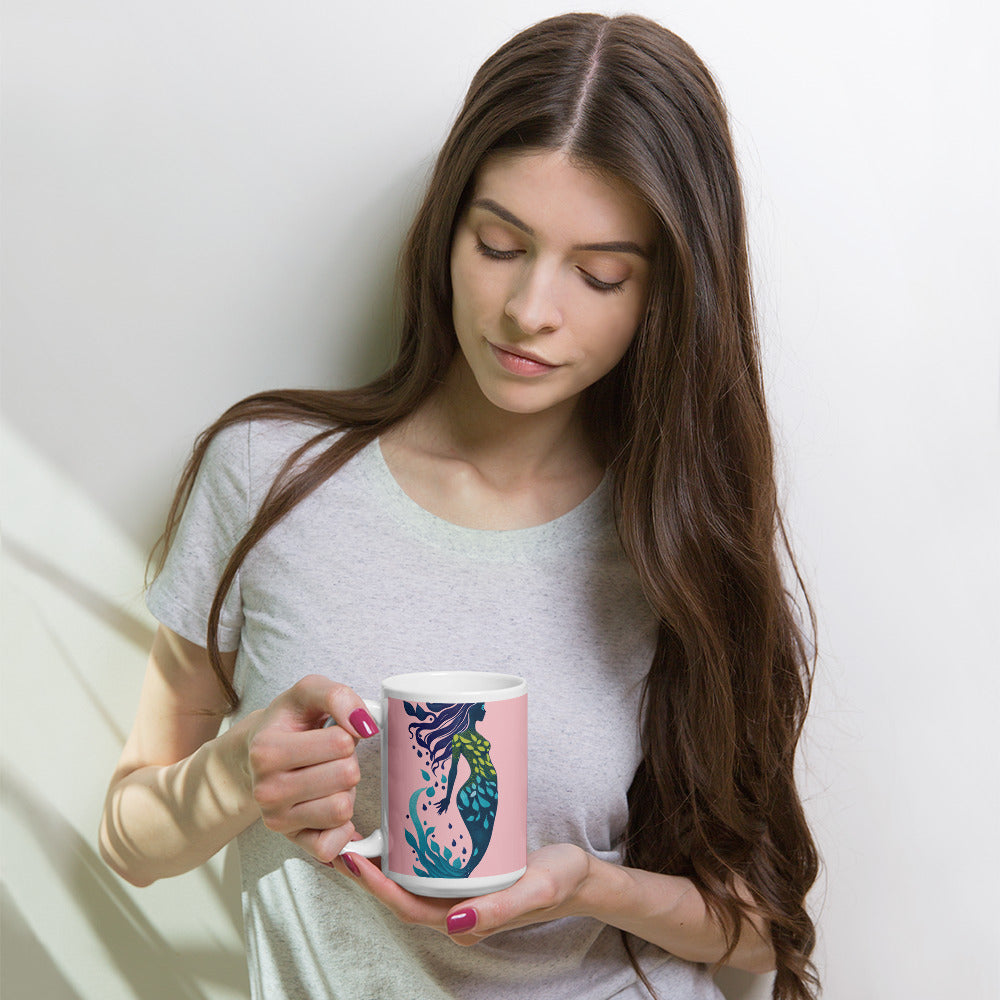 Mug (white)/mermaid/pink