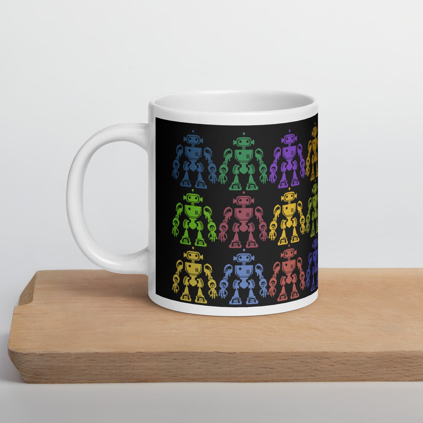 Mug (white)/12 colors of retro robot/black