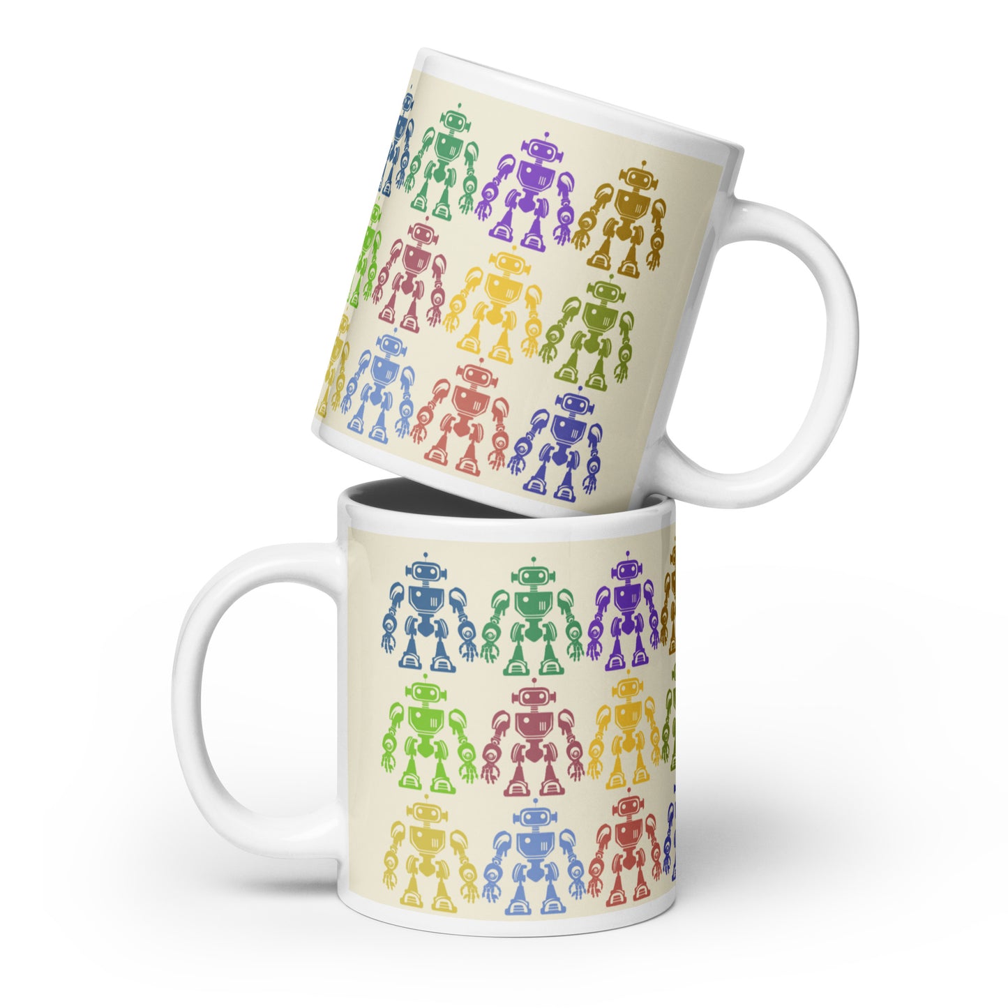 Mug (white)/12 colors of retro robot/cream