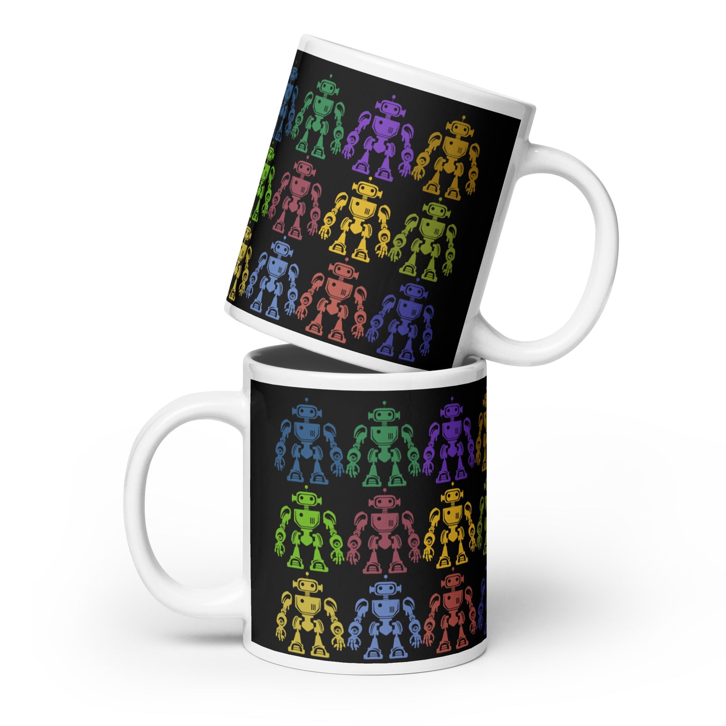 Mug (white)/12 colors of retro robot/black