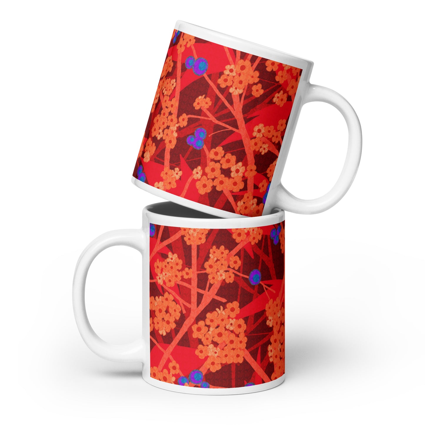 Mug cup (white) / small flowers / red