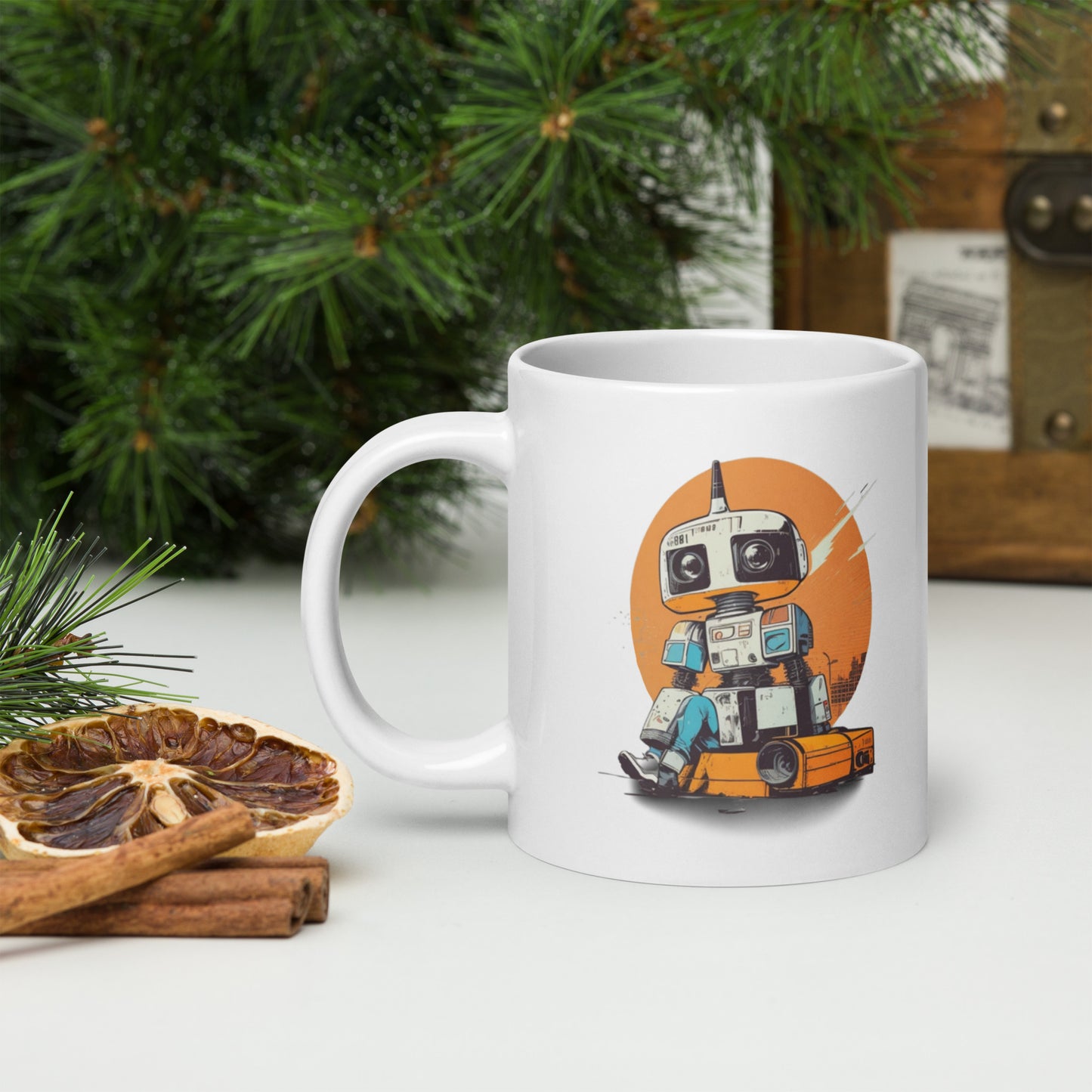 Mug (white)/Retro robot