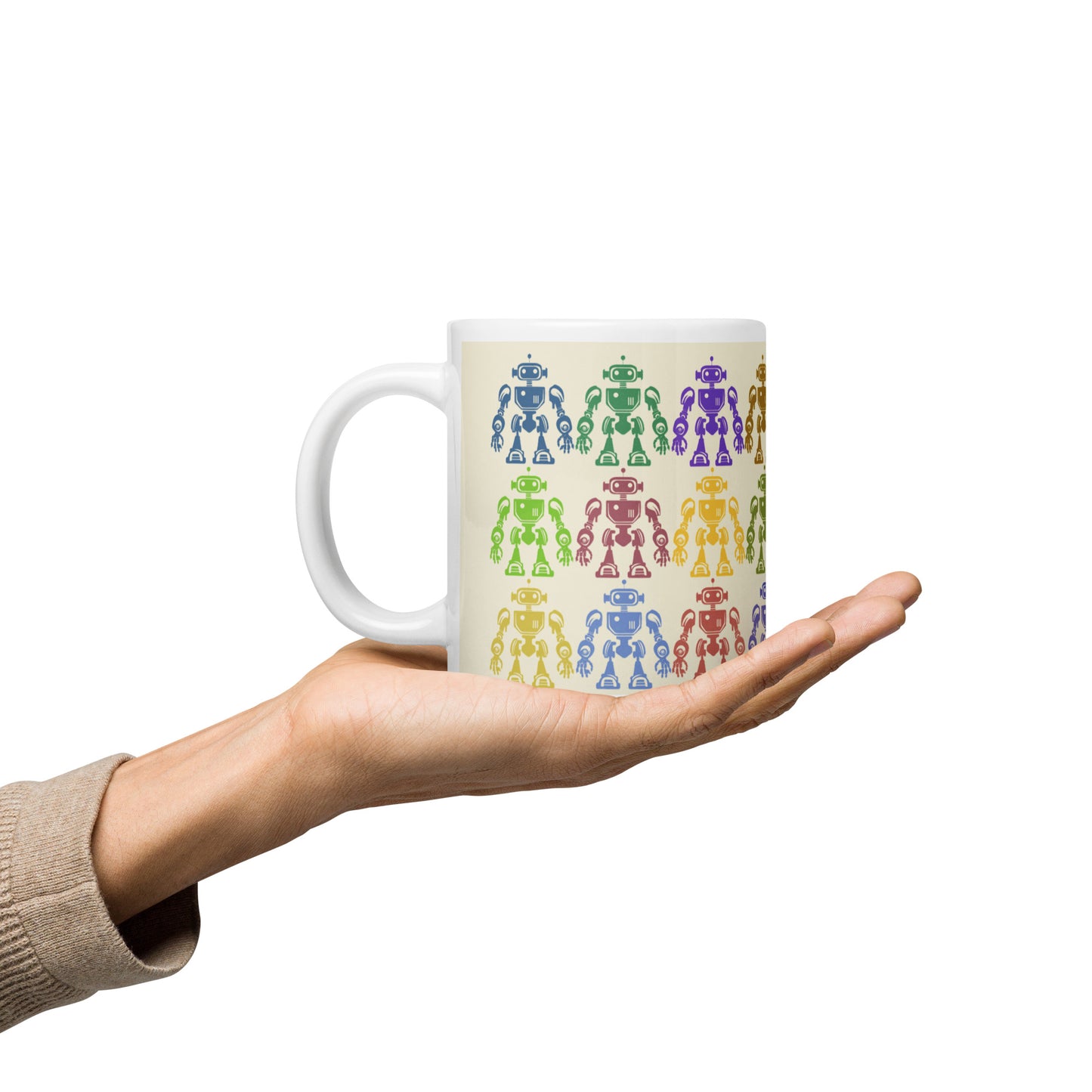 Mug (white)/12 colors of retro robot/cream