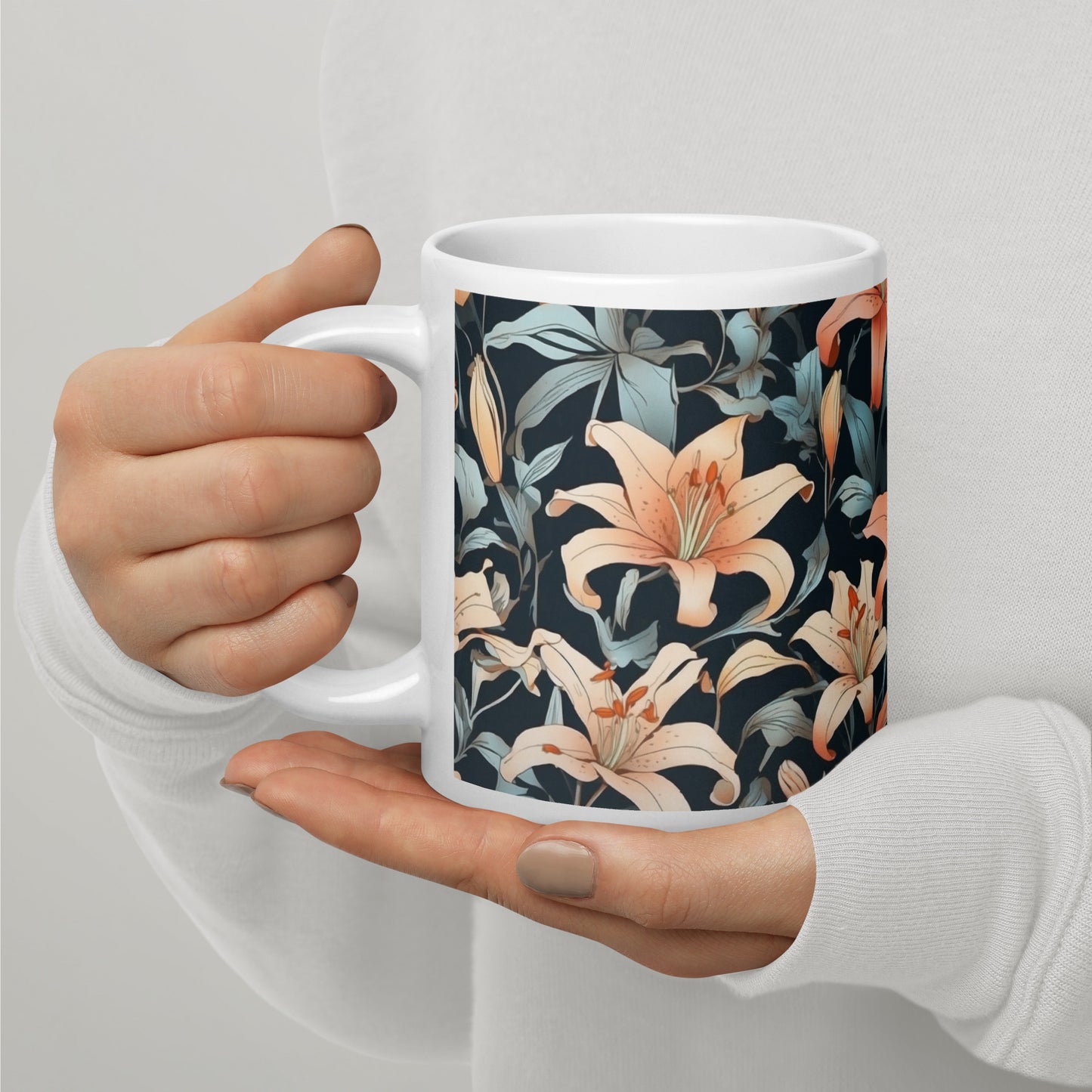 Mug (white)/lily/black