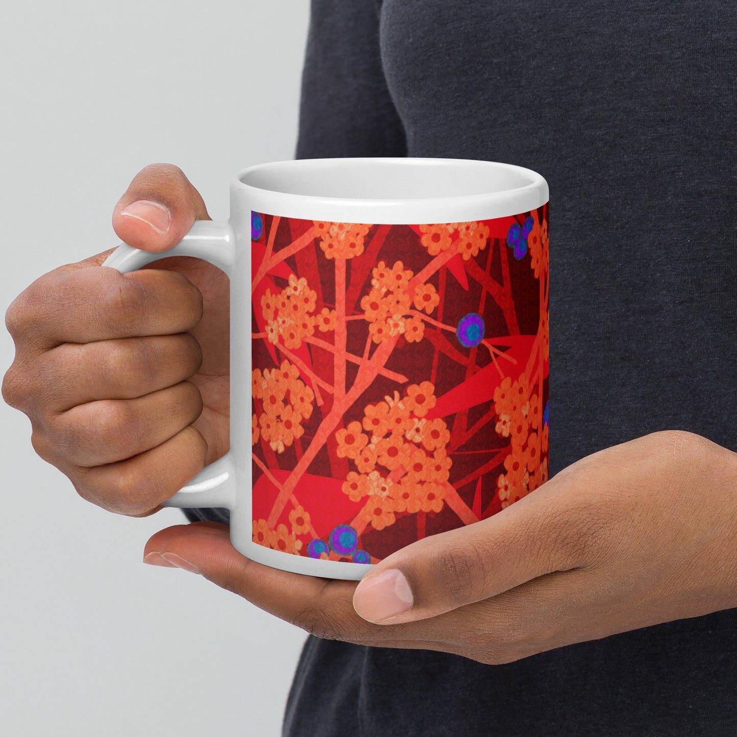 Mug cup (white) / small flowers / red