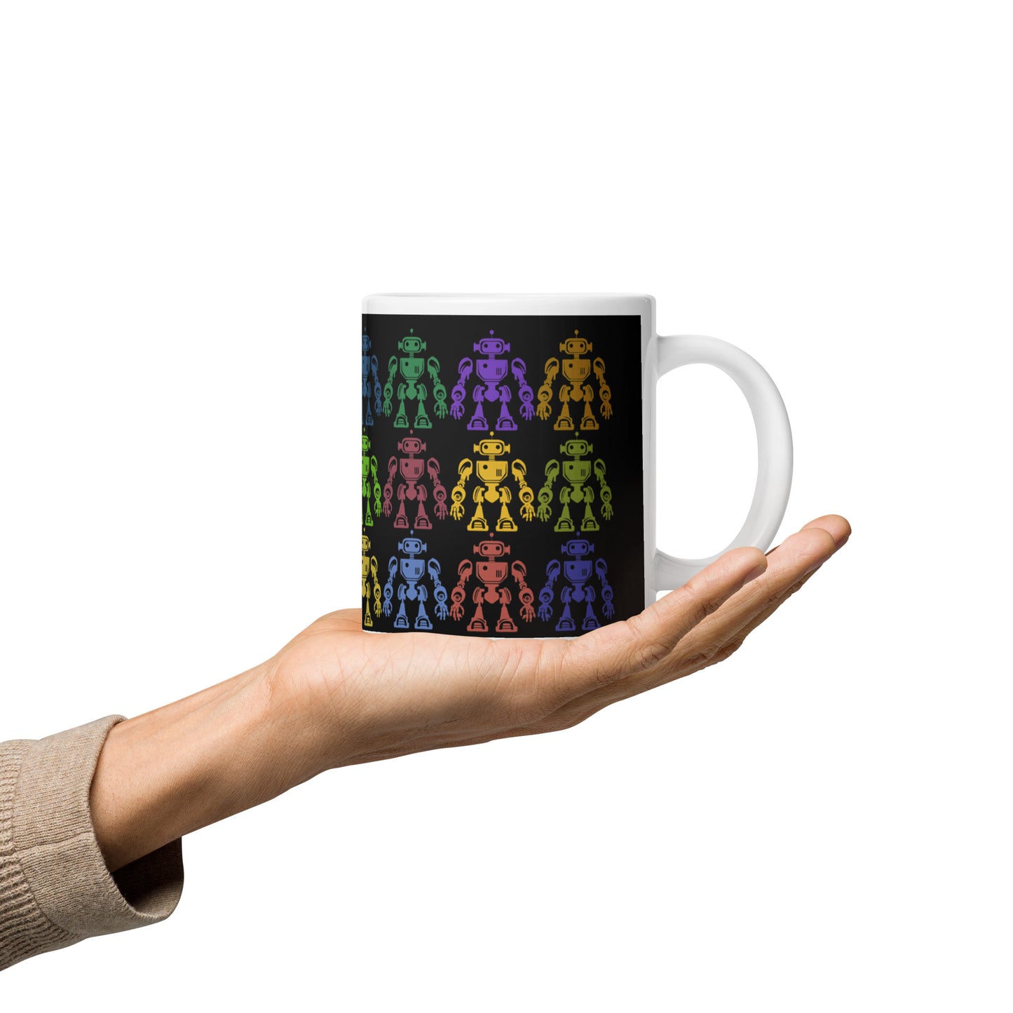 Mug (white)/12 colors of retro robot/black