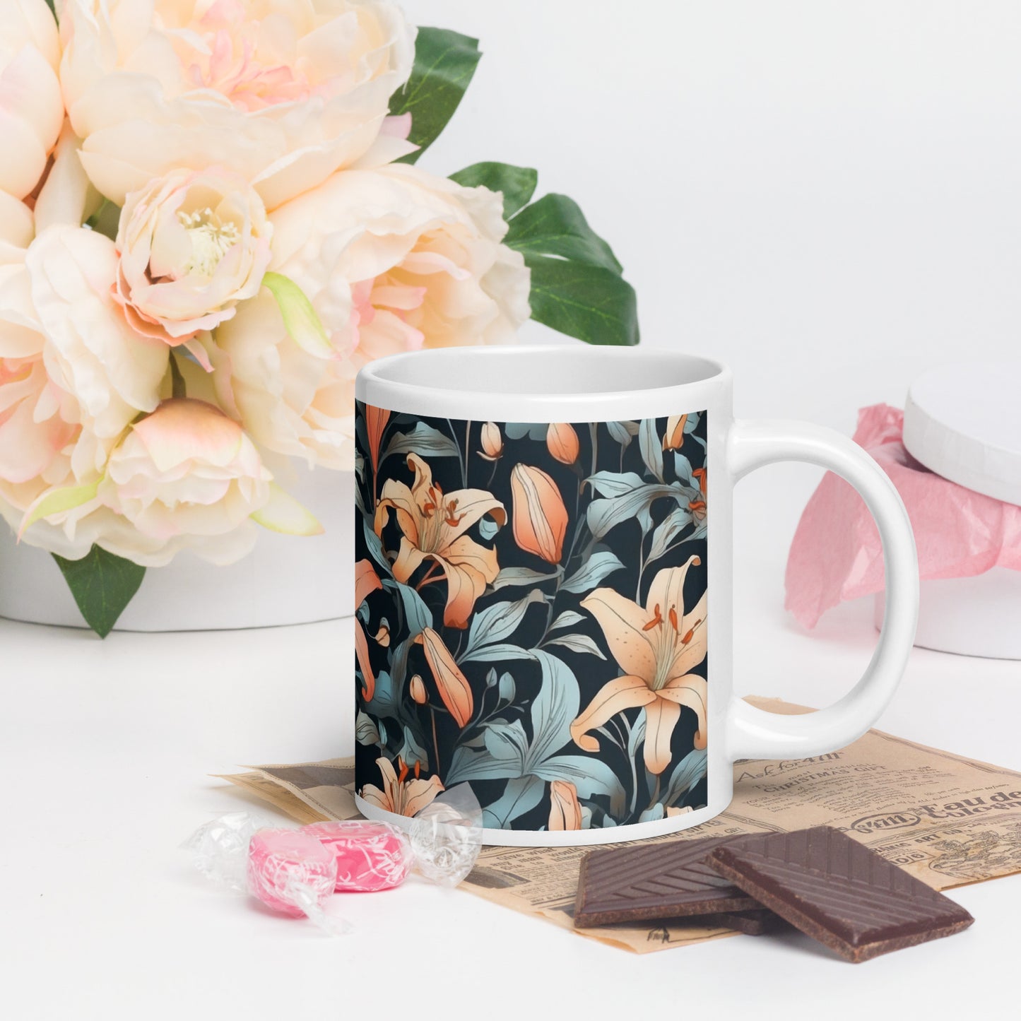 Mug (white)/lily/black