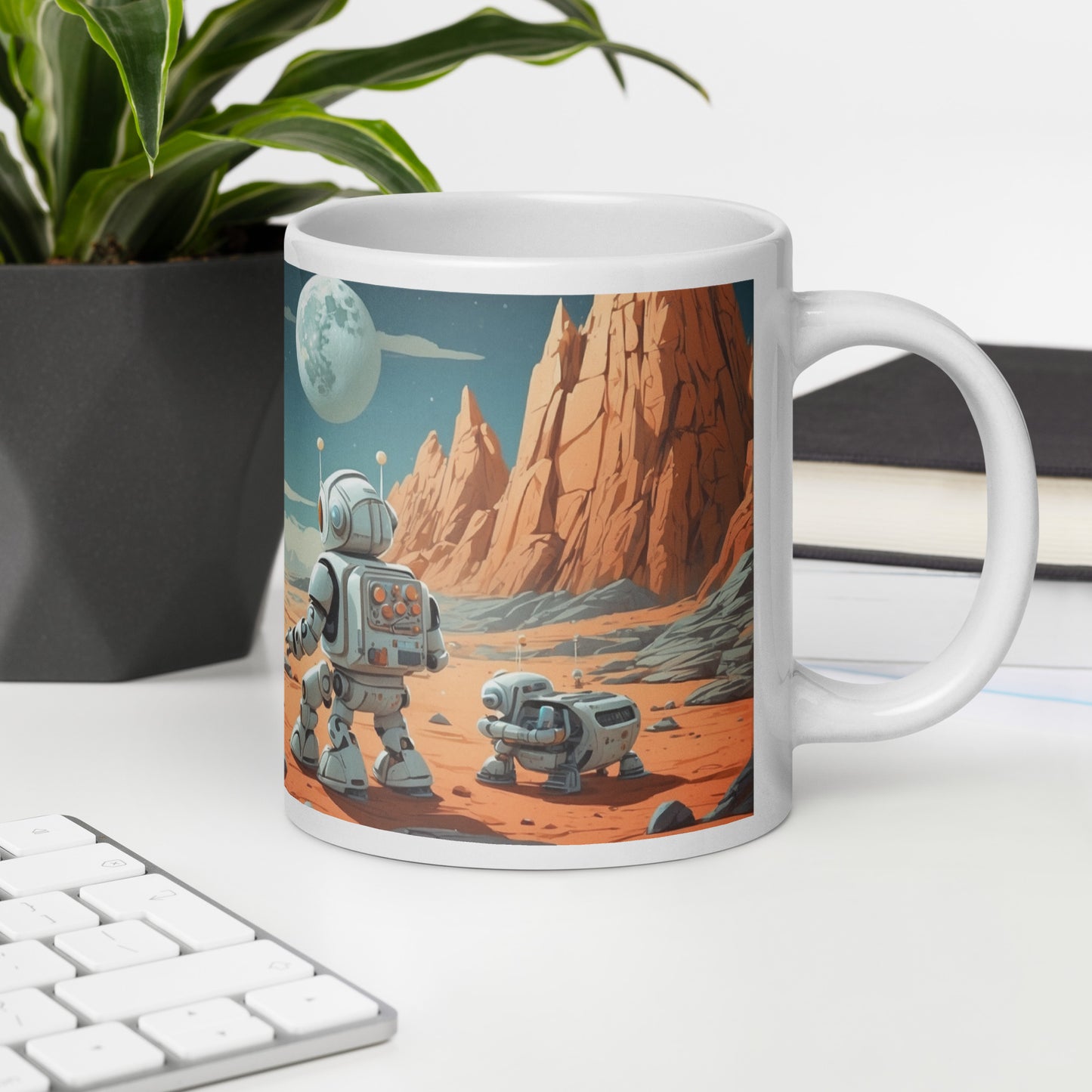 Mug (white)/Robots' exploration of the moon surface