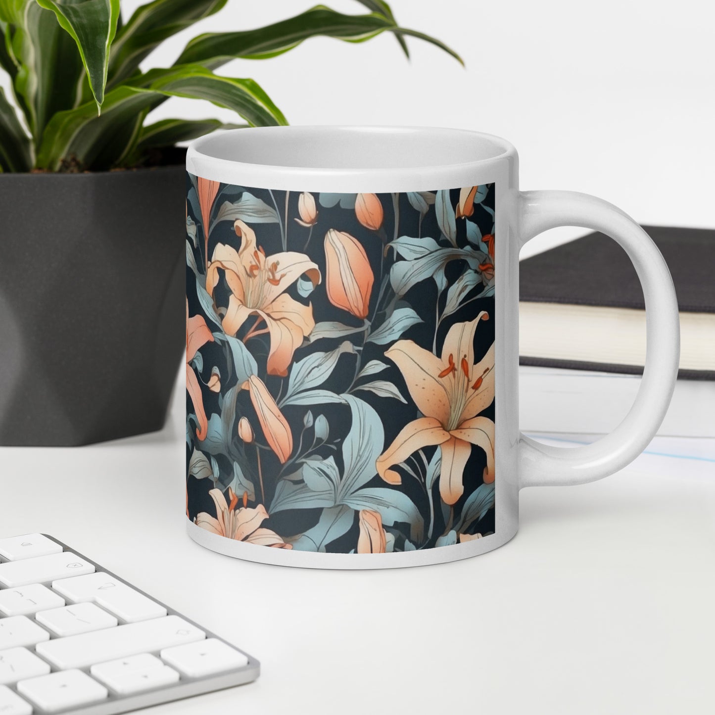 Mug (white)/lily/black