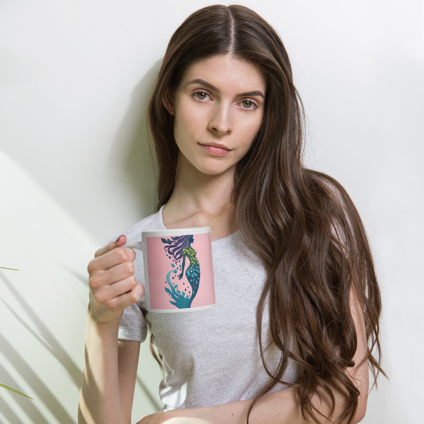 Mug (white)/mermaid/pink